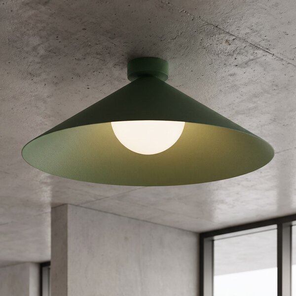 Stropní svítidlo MONO 1L – olivově zelené, bílé sklo, 1× E14, šířka 50 cm