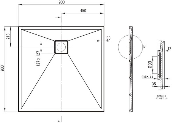 Deante Correo čtvercová sprchová vanička 90x90 cm bílá KQR_A41B