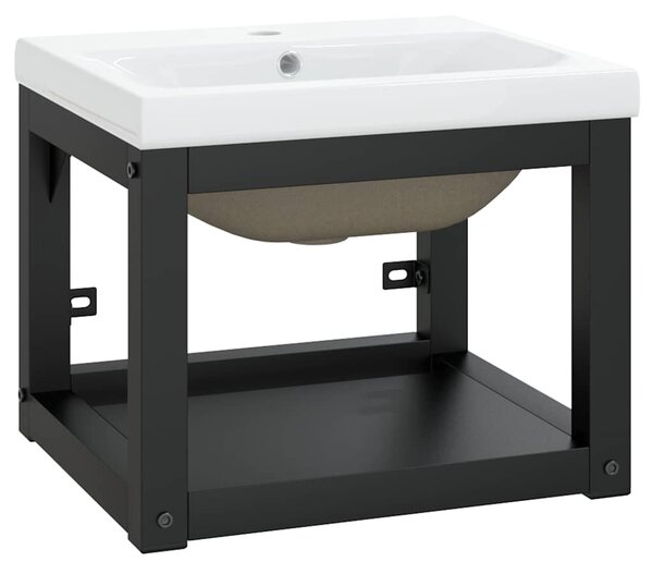 Koupelnový rám s vestavěným umyvadlem černý železo 3101382