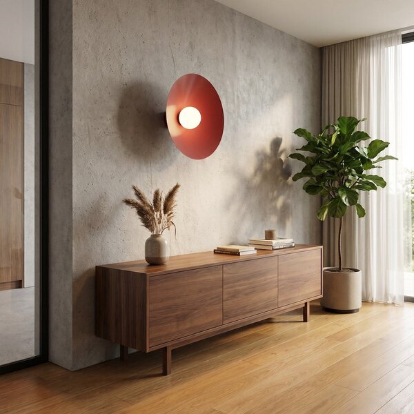 Nástěnné svítidlo MONO K1L – vínové, opálové sklo, 1× E14, šířka 50 cm
