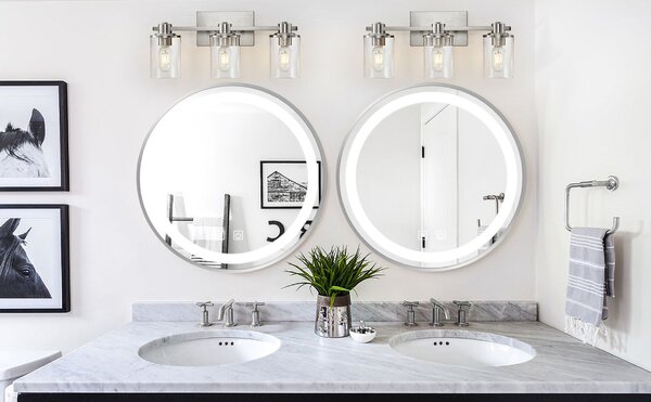 Tutumi Zrcadlo ⌀60 cm s vyhříváním a regulovatelným LED osvětlením HOM-06505, broušená ocel