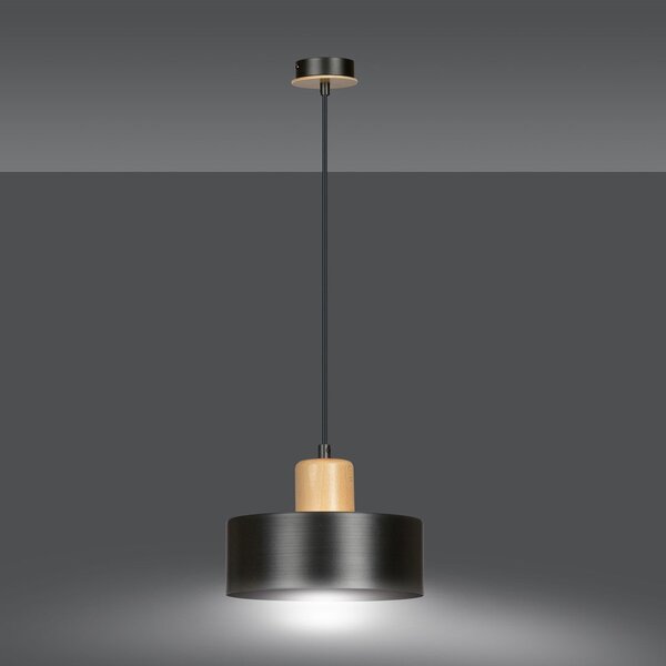 Závěsné svítidlo TORIN 1 – černé, 1× E27, šířka 20 cm