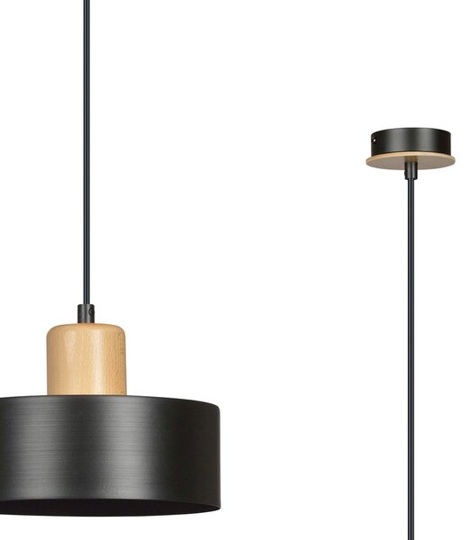 Závěsné svítidlo TORIN 1 – černé, 1× E27, šířka 20 cm
