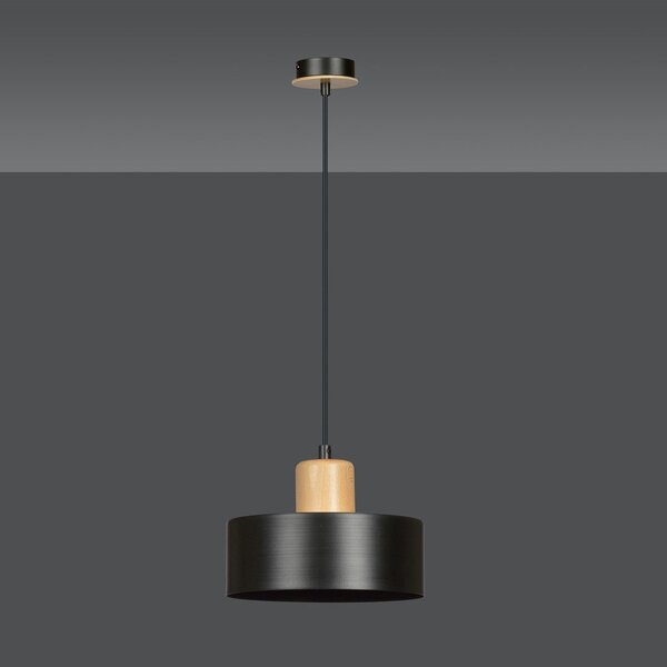Závěsné svítidlo TORIN 1 – černé, 1× E27, šířka 20 cm