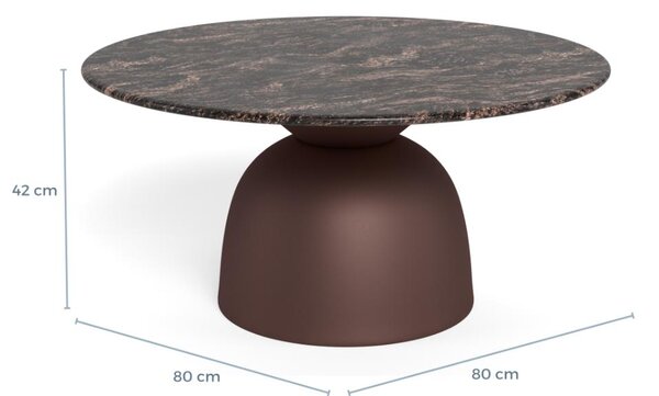 Actona Konferenční stolek Ferrol 80 cm hnědý mat/mramor cocoa lesk