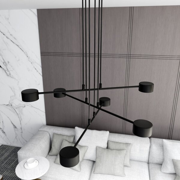 Závěsné svítidlo MODUS 6 – černé, 6× GX53, šířka 70 cm