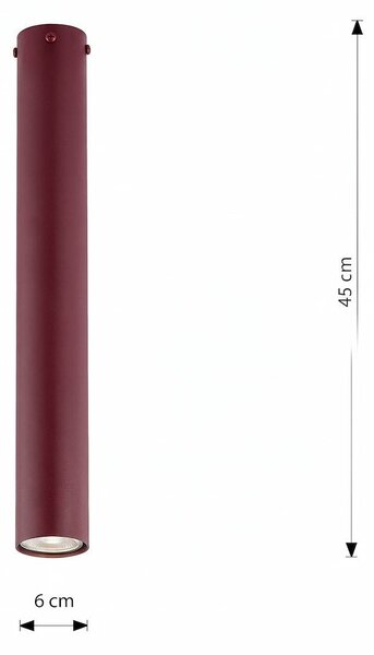 Stropní svítidlo TECNO 1L – vínové, 1× GU10, šířka 6 cm