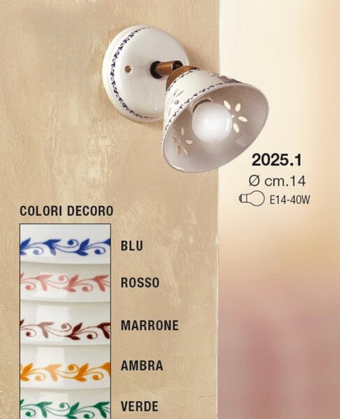 Keramická nástěnná lampa Foglie 2025.1 - ZELENÁ