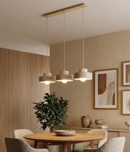 Závěsné svítidlo KIVI 3 – moka, 3× E27, šířka 73 cm