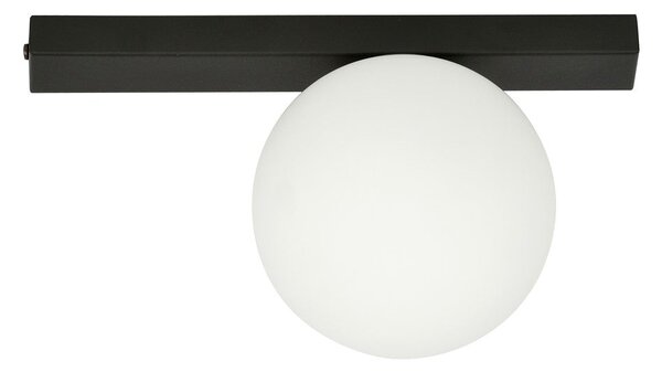 Stropní svítidlo FIT 1 – černé, opálové sklo, 1× E14, šířka 30 cm