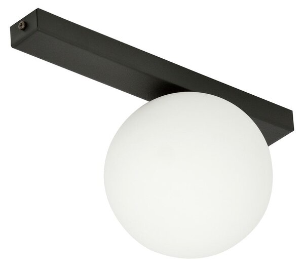 Stropní svítidlo FIT 1 – černé, opálové sklo, 1× E14, šířka 30 cm
