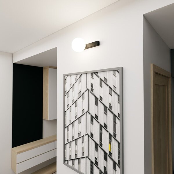 Stropní svítidlo FIT 1 – černé, opálové sklo, 1× E14, šířka 30 cm