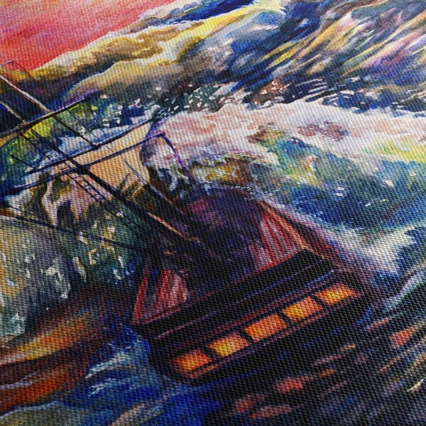 Obraz - Loď na oceánských vlnách, aquarel (210x100 cm)