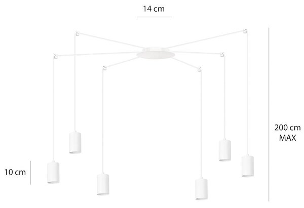 Závěsné svítidlo TRAKER 6 – bílé, 6× GU10, šířka 300 cm