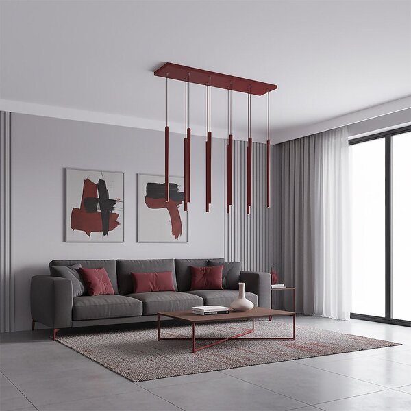 Závěsné svítidlo SELTER 9 – vínové, 9× G9, šířka 92 cm