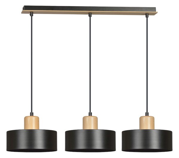 Závěsné svítidlo TORIN 3 – černé, 3× E27, šířka 80 cm