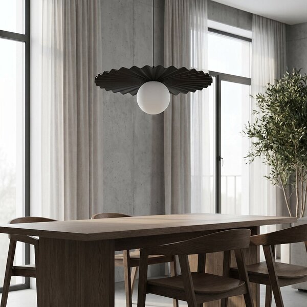 Závěsné svítidlo UMBRA 1 – černé, bílé sklo, 1× G9, šířka 35 cm