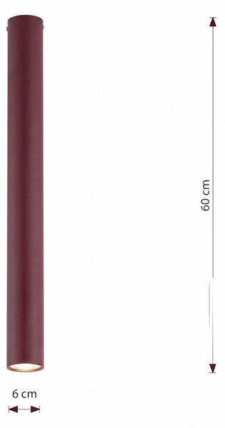 Stropní svítidlo TECNO 1XL – vínové, 1× GU10, šířka 6 cm