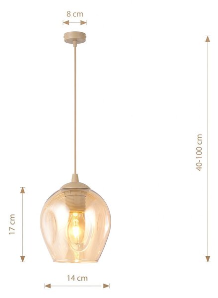 Závěsné svítidlo ISTAR 1 – moka, jantarové sklo, 1× E27, šířka 14 cm