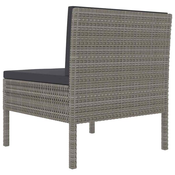 Zahradní křesla 3 ks s poduškami polyratan šedá 310192