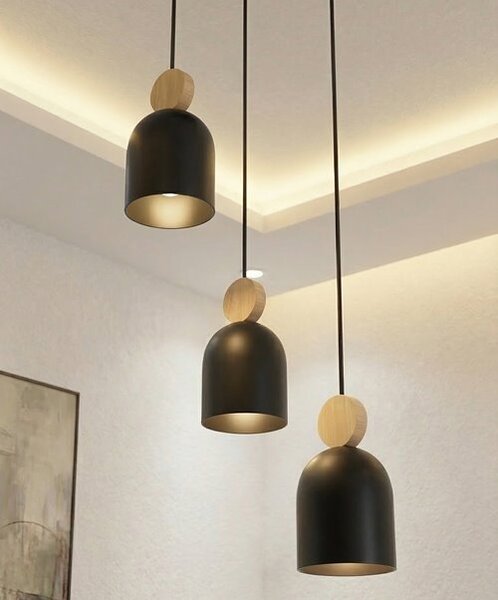 Závěsné svítidlo MESI 3 PREM – černé, 3× GU10, šířka 34 cm