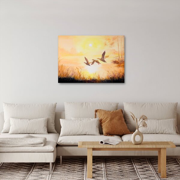 Obraz - Jeřábi při západu slunce (70x50 cm)