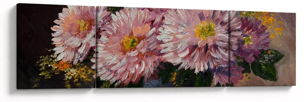 Obraz - Olejomalba, Květiny ve váze (170x50 cm)
