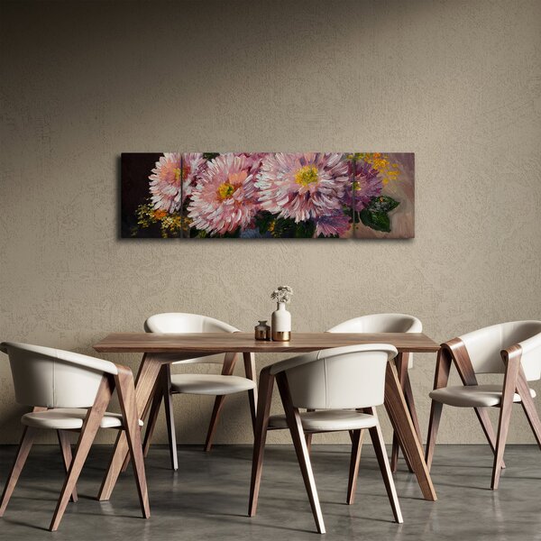 Obraz - Olejomalba, Květiny ve váze (170x50 cm)