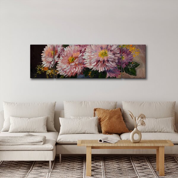 Obraz - Olejomalba, Květiny ve váze (170x50 cm)