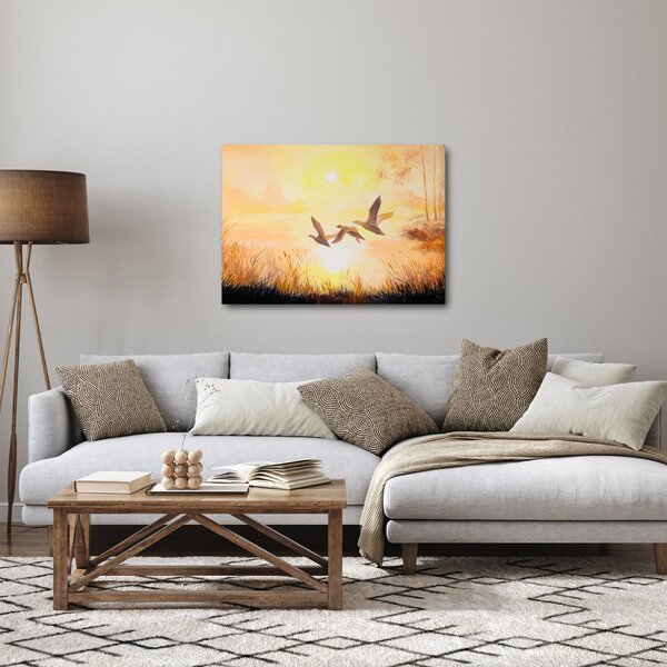Obraz - Jeřábi při západu slunce (70x50 cm)