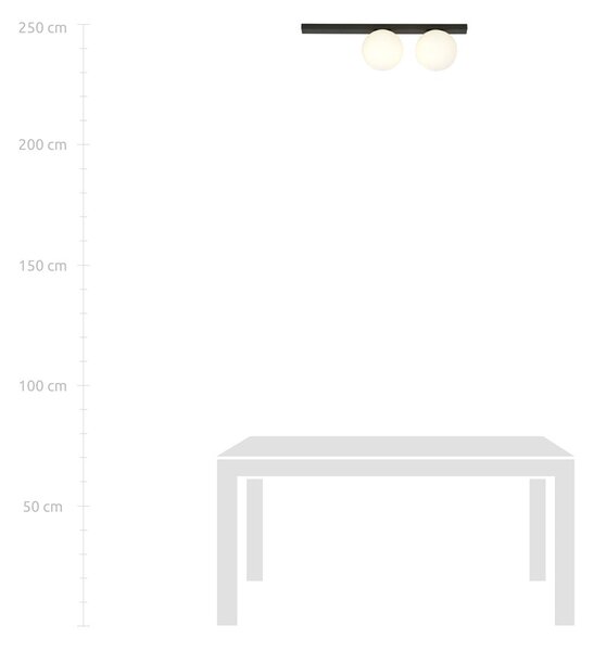 Stropní svítidlo FIT 2 – černé, opálové sklo, 2× E14, šířka 70 cm
