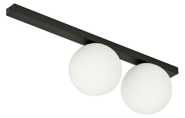 Stropní svítidlo FIT 2 – černé, opálové sklo, 2× E14, šířka 70 cm