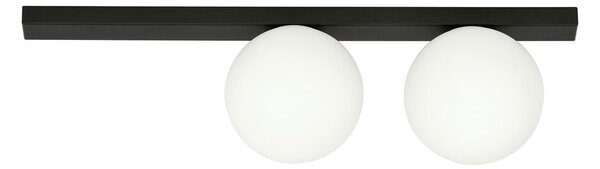 Stropní svítidlo FIT 2 – černé, opálové sklo, 2× E14, šířka 70 cm