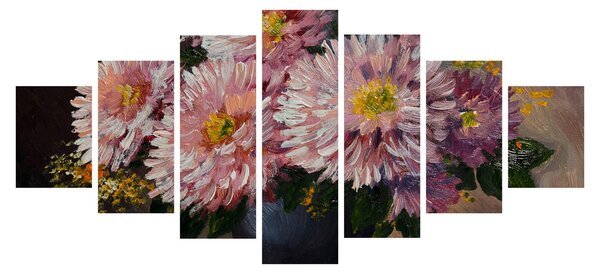 Obraz - Olejomalba, Květiny ve váze (210x100 cm)