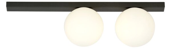 Stropní svítidlo FIT 2 – černé, opálové sklo, 2× E14, šířka 70 cm