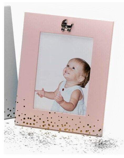 Kovový dětský fotorámeček BABY FACE 13x18 růžový