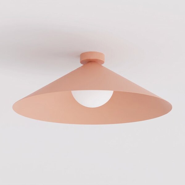 Stropní svítidlo MONO 1L – korálové, bílé sklo, 1× E14, šířka 50 cm