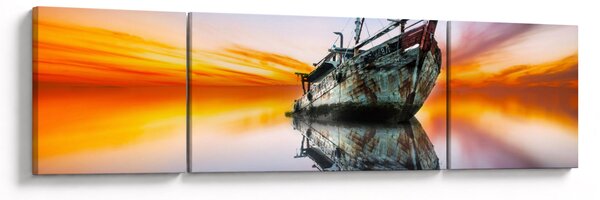 Obraz - Svítání nad vrakem lodi (170x50 cm)