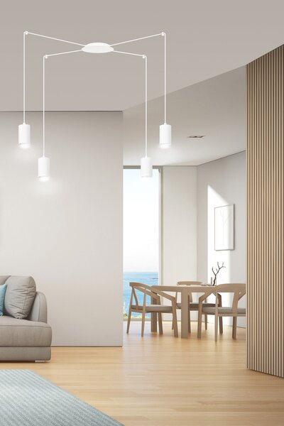 Závěsné svítidlo TRAKER 4 – bílé, 4× GU10, šířka 300 cm