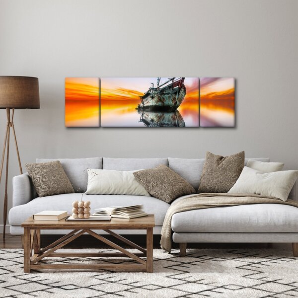 Obraz - Svítání nad vrakem lodi (170x50 cm)