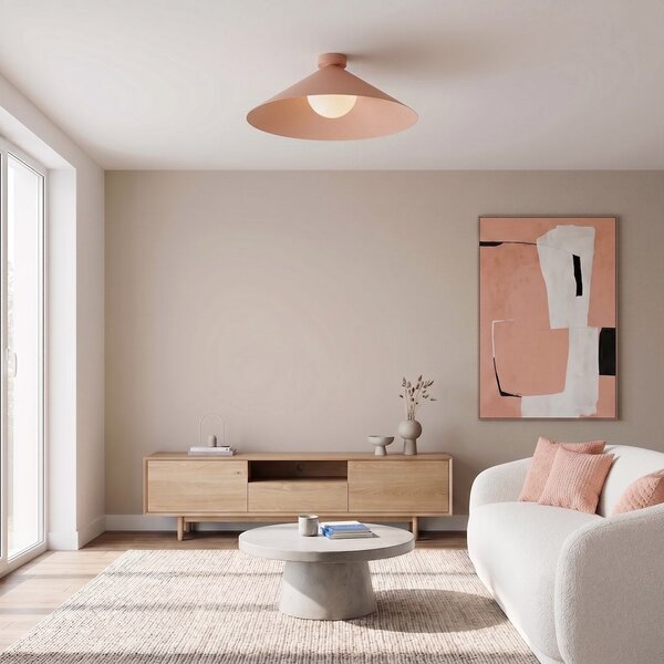 Stropní svítidlo MONO 1L – korálové, bílé sklo, 1× E14, šířka 50 cm