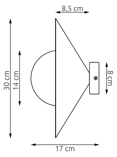 Nástěnné svítidlo MONO K1S – moka, opálové sklo, 1× E14, šířka 30 cm