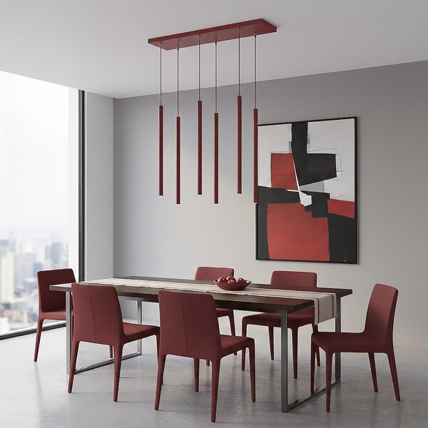 Závěsné svítidlo SELTER 6 – vínové, 6× G9, šířka 59 cm