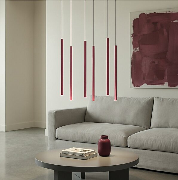 Závěsné svítidlo SELTER 6 – vínové, 6× G9, šířka 59 cm
