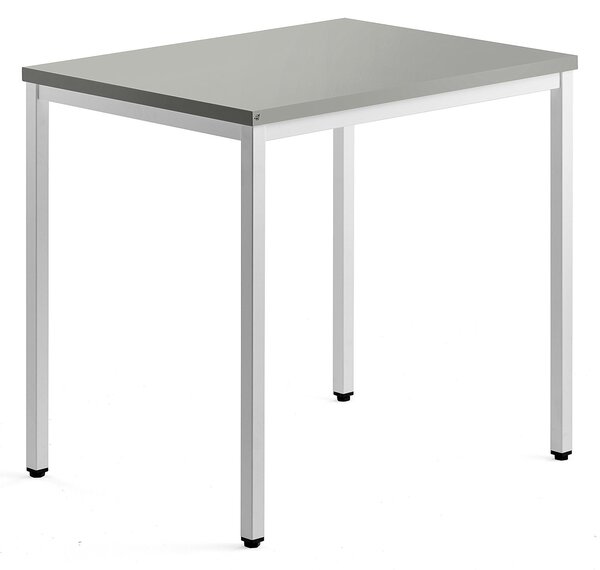 AJ Produkty Přídavný stůl QBUS, 4 nohy, 800x600 mm, bílý rám, světle šedá