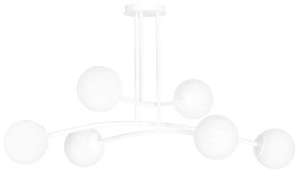 Stropní svítidlo HALLDOR 6 – celobílé, sklo, 6× E14, šířka 108 cm