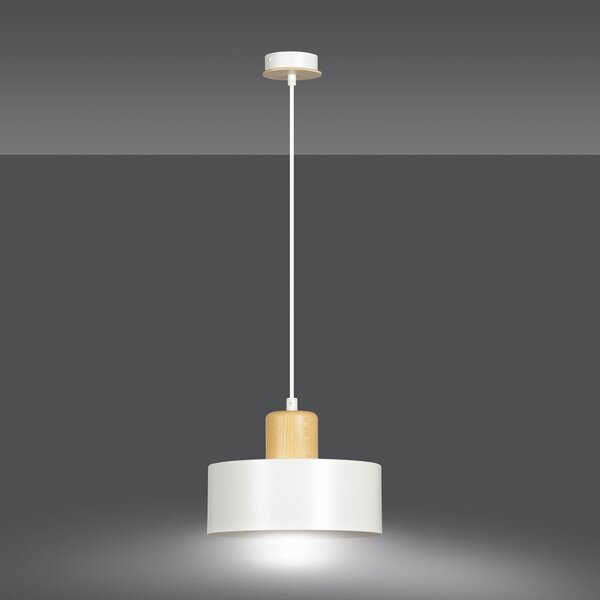 Závěsné svítidlo TORIN 1 – bílé, 1× E27, šířka 20 cm