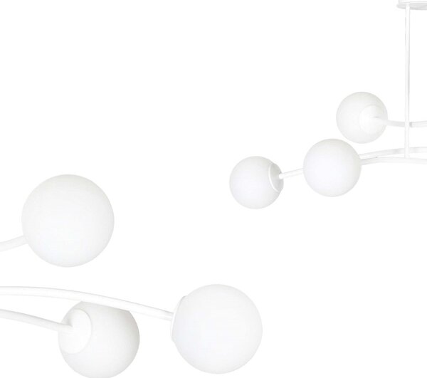 Stropní svítidlo HALLDOR 6 – celobílé, sklo, 6× E14, šířka 108 cm