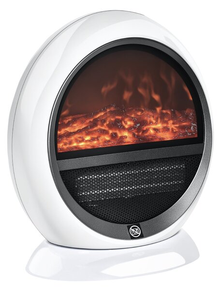 HOMCOM LED Elektrický Krb Mini Stojící Krb s Ohnivým Efektem 1500W ABS Plast Bílý 30,5 x 18 x 35 cm | Aosom