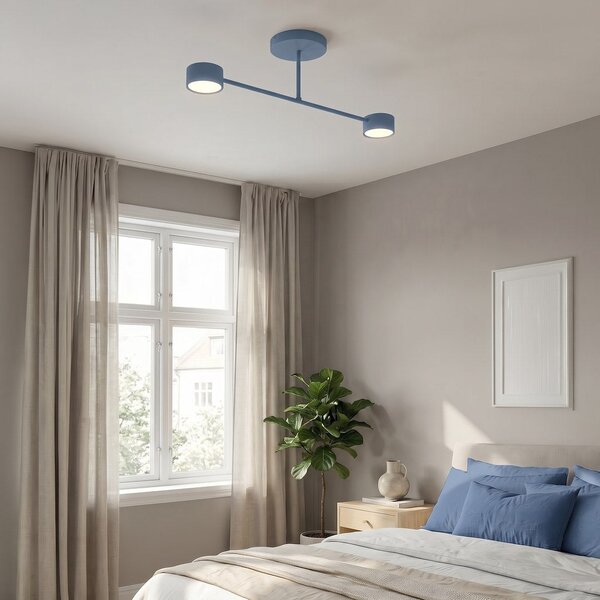 Stropní svítidlo HALO 2 – tlumeně modré, 2× GX53, šířka 60 cm
